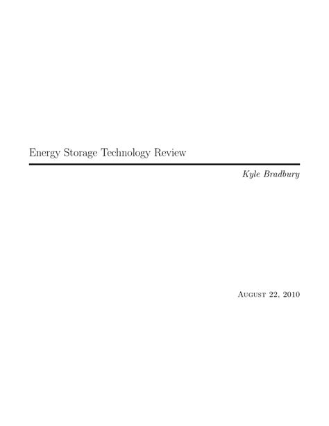 (PDF) Energy Storage Technology Review