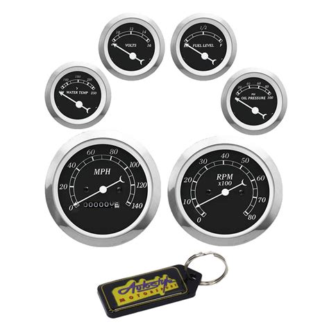 Autogauge Classic Series 6 Piece Gauge Set - Black & Gel Key Holder ...