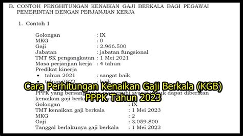 Cara Perhitungan Kenaikan Gaji Berkala KGB PPPK Tahun 2023 YouTube