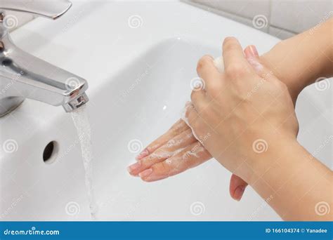 Hand washing with soap stock photo. Image of bubble - 166104374