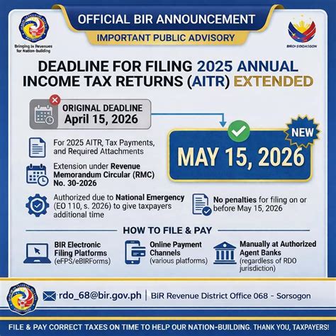 tax deadline april    filing payment onlinemanual