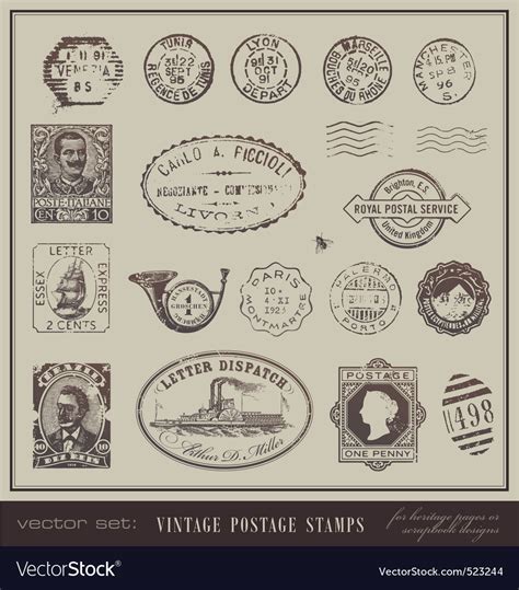 Vintage postage stamps Royalty Free Vector Image