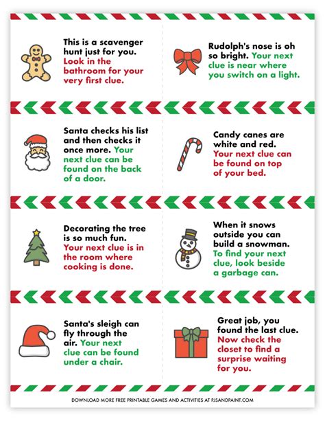 Free Printable Christmas Scavenger Hunts