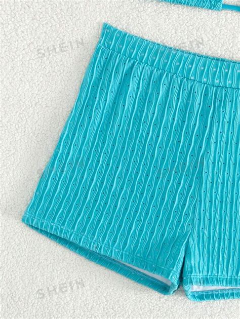 Shein Swim Women Summer Beach Solid Halter Neck Bikini Set For Vacation Shein Usa