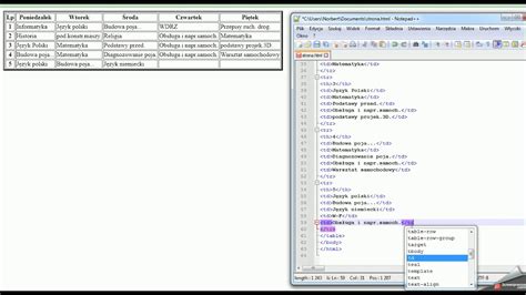 Tworzenie Tabeli W Html Youtube