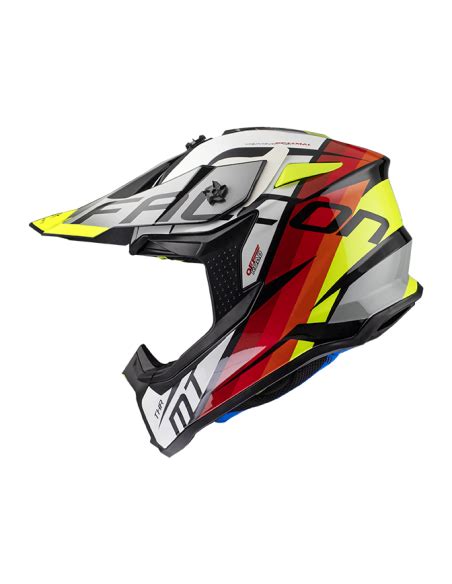 CASCO MARCA MT FALCON THR B0 GLOSS BLANCO GRIS ROJO Y AMARILLO