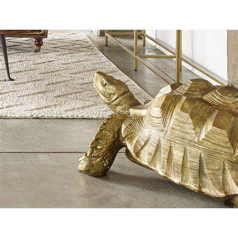 Golden Turtle Sculpture | Tortoise Statue Resin Home Decor | City Home