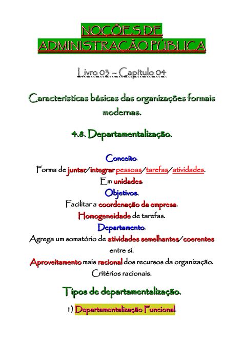 Caracteristicas Básicas DAS Organizações. Departamentalização Funcional