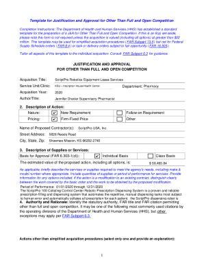 Fillable Online Template For Justification And Approval For Other Than