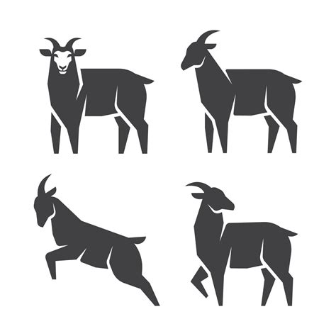 Goat Vector Icon Set Goat Symbol Silhouette Goat Animal Geometric