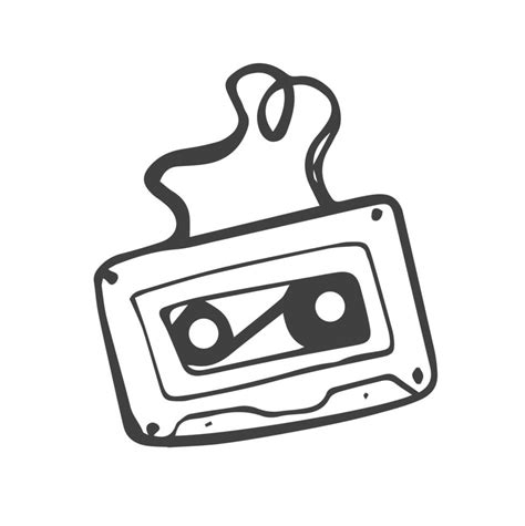 Abstract Hand Drawn Classic Tape Old Cassette Doodle Concept Vector