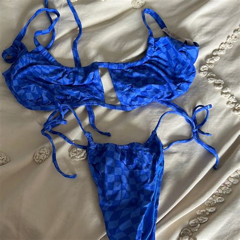 Garage Blue Checkered String Bikini Gem