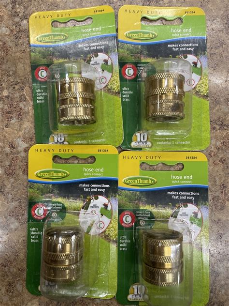 4 Ea Green Thumb 09qcfgt Solid Brass Female Garden Hose Quick