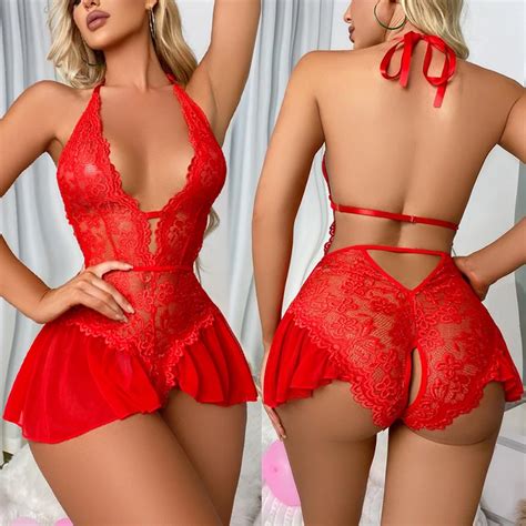 Conjunto De Lingerie Virilha Aberta Feminina Pijama Transparente De Renda Pijamas Sexy Suti