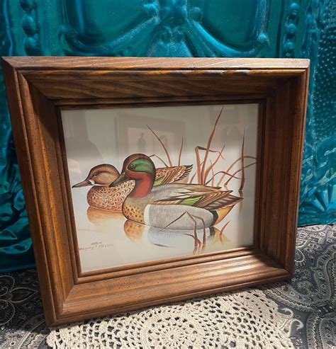 Vintage Wood Framed Duck Print - Etsy