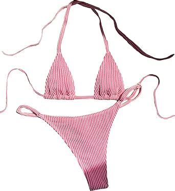 Amazon Verdusa Women S Textured Triangle Halter Bikini Swimsuit Pieces Bathing Suit