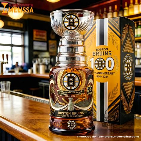 boston bruins  anniversary stanley cup whiskey glass edition