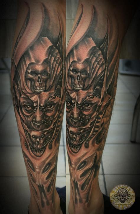 Demon face horror skull final by 2Face-Tattoo on DeviantArt