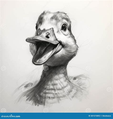 Zbrush-inspired Pencil Drawing of Glowering Duck Face Stock ...