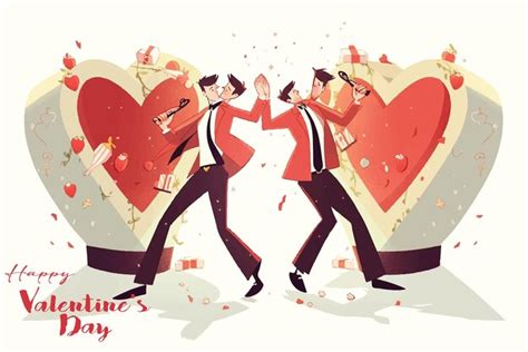 Premium Vector Vector Illustration A Gay Couple In Love For Valentines Day Or Pride Day