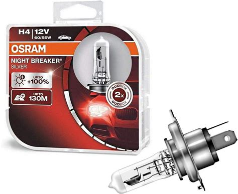 2x Osram H4 60/55W 12V Night Breaker Silver +100% 64193NBS-HCB hell ...