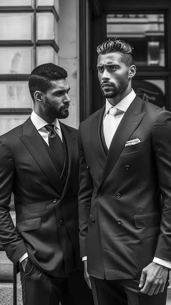 Premium Photo Two Men In Suits Standing Together Generative Ai