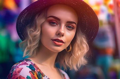 C L Brit De Belle Fille Femme C L Bre Blonde Avec Un Chapeau Moderne G N Rer Une Ia Image