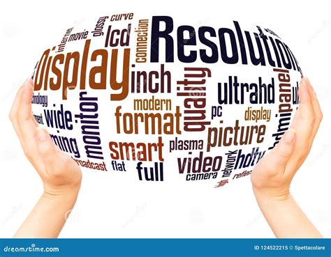 Display Resolution Word Cloud Hand Sphere Concept Stock Illustration