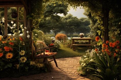 premium photo garden  garden  green lawn background green grass