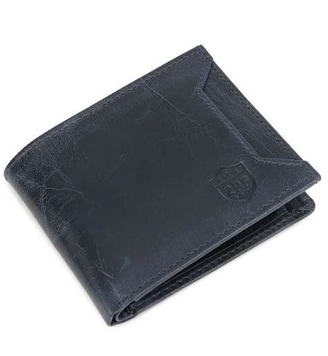 Male Bi Fold Zaf Mens Crunch Blue Leather Wallet Card Slots 7 At Rs