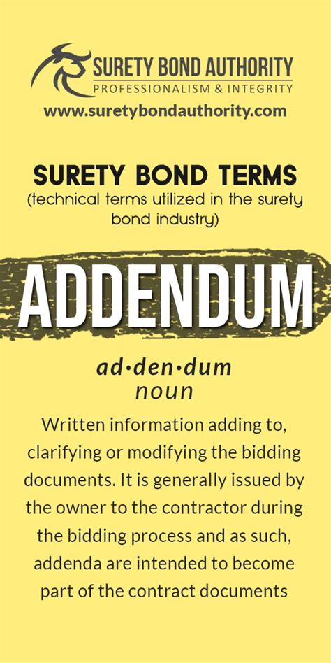 What Is An Addendum Glossary Bond How To Apply