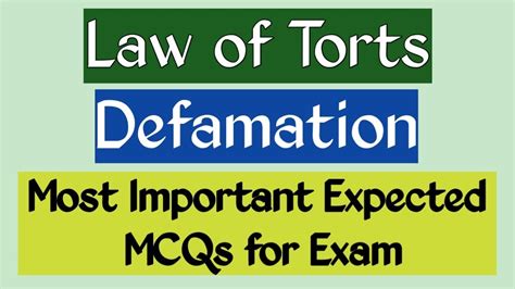 Most Important Expected MCQs On Law Of Torts YouTube