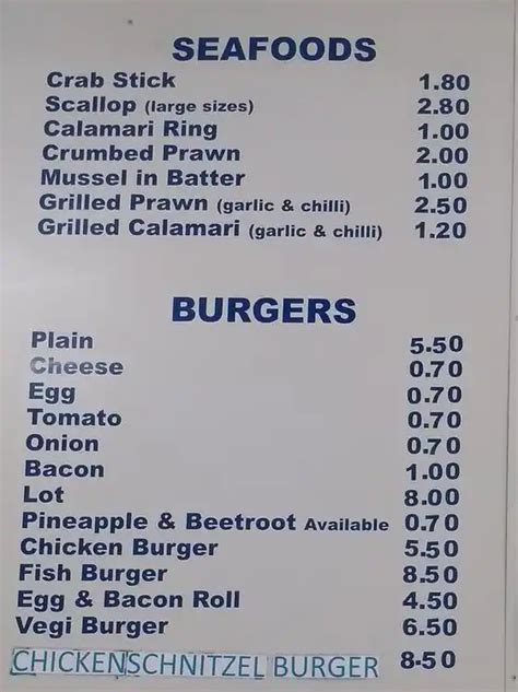 Menu at Ocean Blue Fish & Chips fast food, Ivanhoe