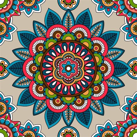 India Mandala Vector De Patrones Sin Fisuras Vector Premium