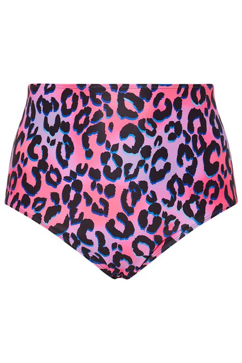 YOURS Plus Size Pink Leopard Print High Waisted Bikini Briefs Yours Clothing