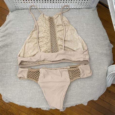 Sand Beige Acacia Swimwear Bikini With Crochet Depop