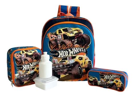 Kit Mochila Infantil Hot Wheels Monster Truck Costas Tam G Parcelamento Sem Juros