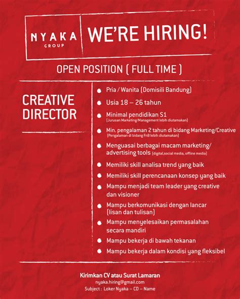 Lowongan Kerja Creative Director Sales Marketing Di Nyaka Group