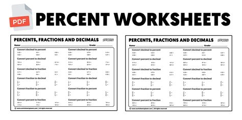 Percents Fractions And Decimals Worksheets Math