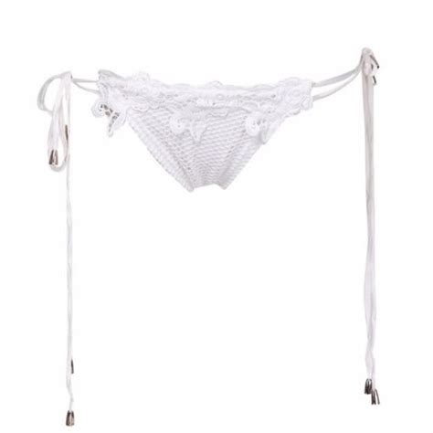 Sexy White Lace Crochet Micro Bikini Set Women Swimsuit Bathing Suit Bandage Swimwear Unpadded