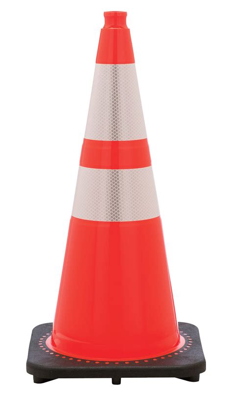 28 Orange Traffic Cone With Black Base And 3m Reflective Collars