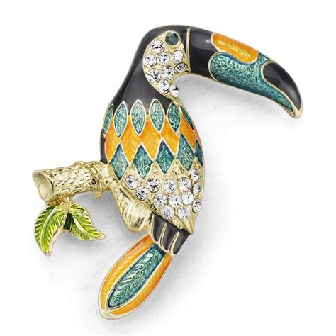 Dormon Chic Toucan Vogel Broschen Emaille Strass Kristall F R Frauen