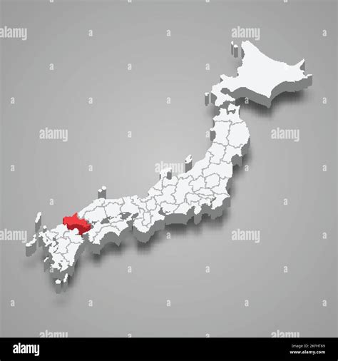 Yamaguchi region location within Japan 3d isometric map Stock Vector ...