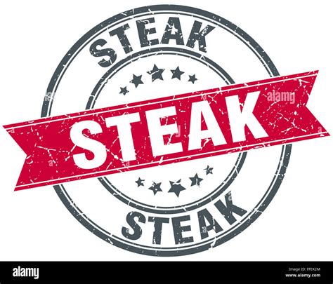 Steak Red Round Grunge Vintage Ribbon Stamp Stock Photo Alamy