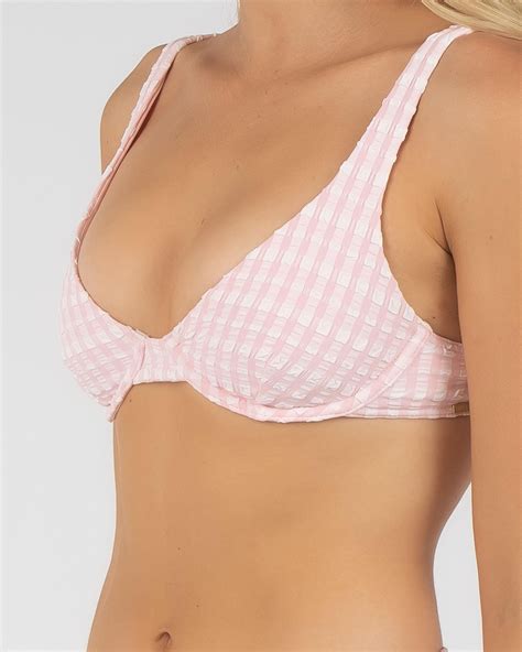 Shop Billabong Wave Check Bikini Top In Pink Fast Shipping Easy