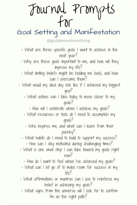 Manifestation Journal Questions For Goal Setting