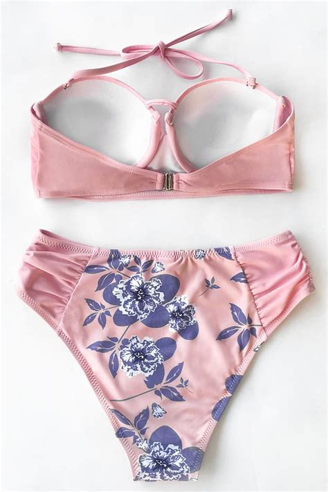 Pink Heart Print Bikini Set