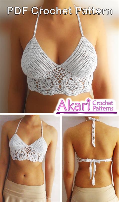 Crop Top Crochet Pattern Halter Bikini Top Sexy Lacy Crochet Top Bikini Pattern The