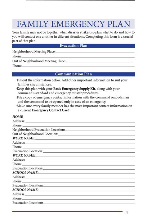 Family Emergency Plan Template