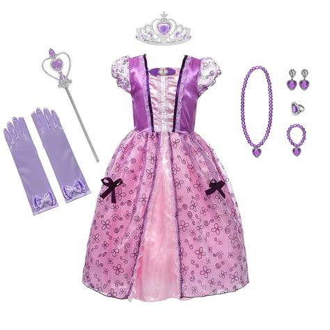 Rapunzel Dress For Girls Cinderella Belle Dress Up Fantasy Children